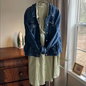 Denim Jacket with Green Dress